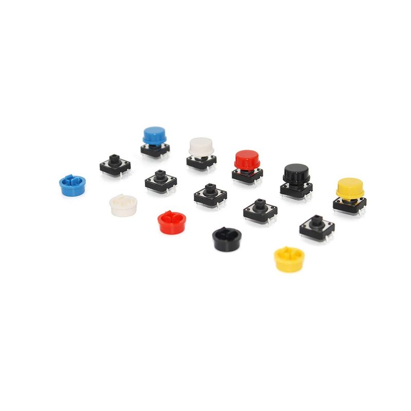 Tactile Push Button Switch Key Round with Keycap Button Micro Switch 12*12*7.3MM 25PCS Kit